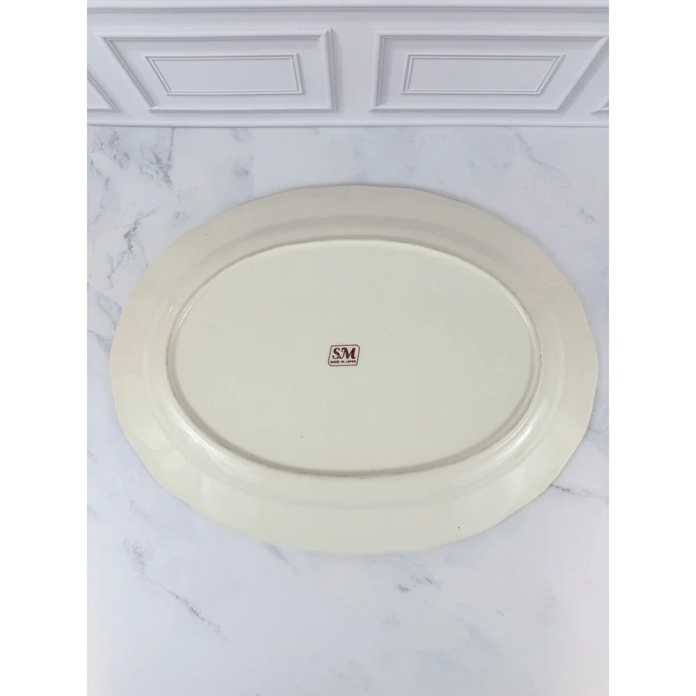 VTG SM Japan Large Turkey Transferware Platter Brown Multicolor 18